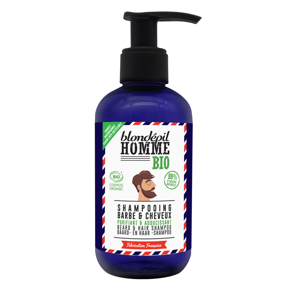 blondepil HOMME SHAMPOOING Barbe et Cheveux - Certifié BIO COSMOS Soin barbe & cheveux