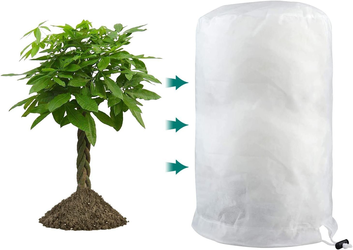 Blusmart Winterschutzvlies Winterschutz für Pflanzen, (Pflanzenschutzsack Frostschutz Pflanzen, 1-St., verdicken Reißfest Wiederverwendbar Frostschutz), Winterschutz für Kübelpflanzen mit Reißverschluss Zugband