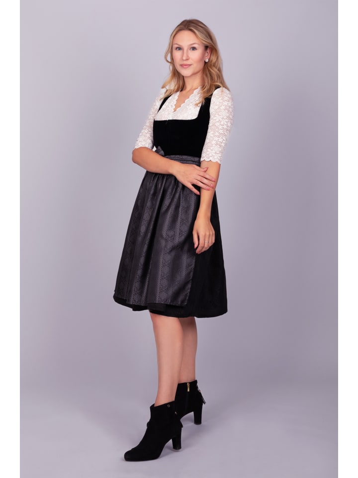 Edelnice Midi Dirndl Evi Samt Schwarz in schwarz günstig kaufen