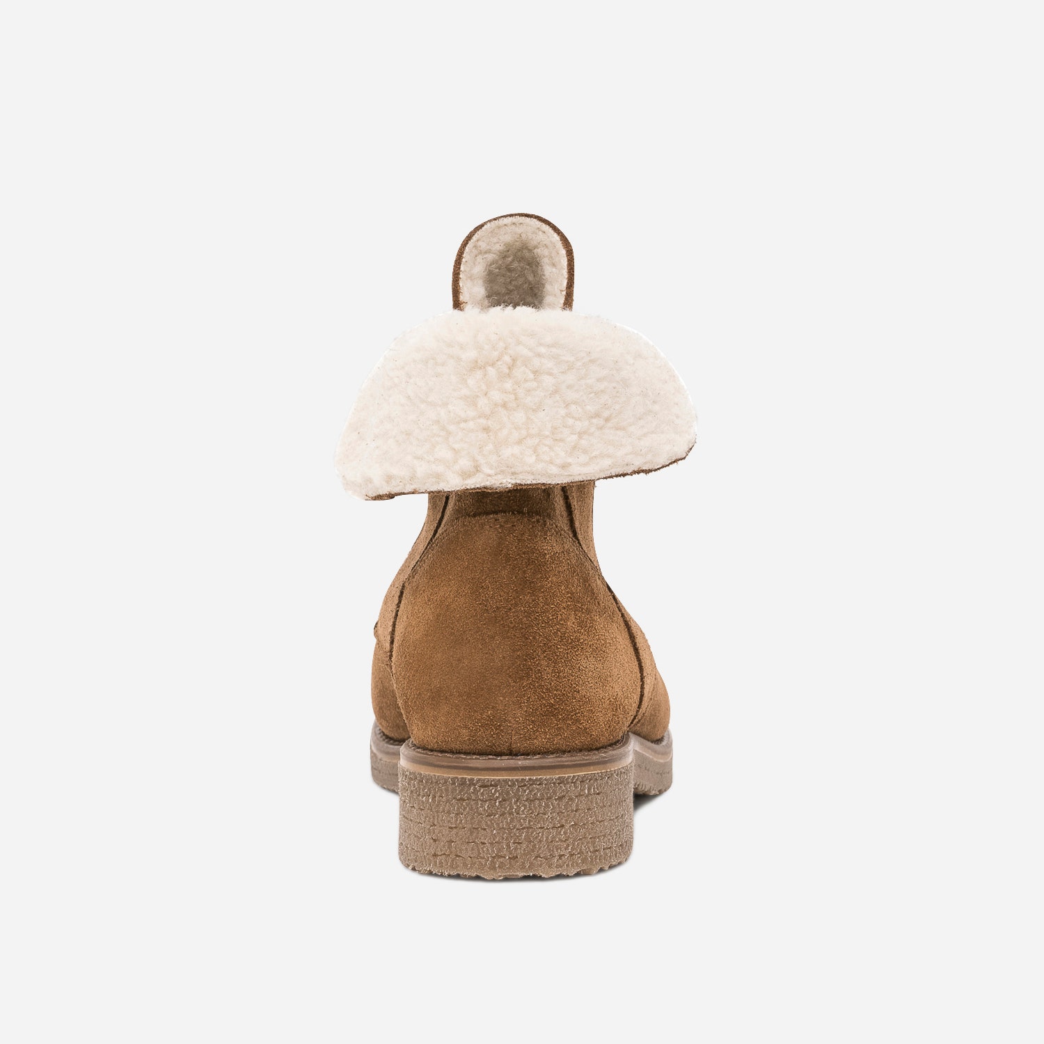 Bottine camel en cuir velours fourré
