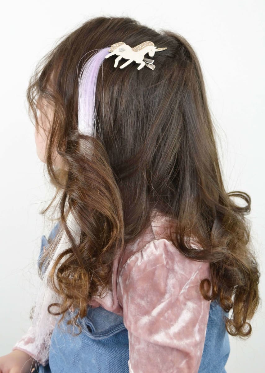 Haarclip mit Haarsträhne Einhorn, 1 St