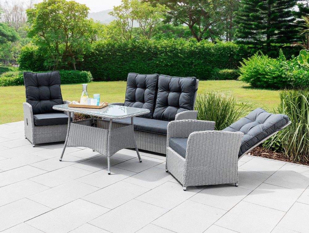 HC Garten & Freizeit Dining-Set 9 tlg. Lounge inkl. Sicherheitsglasplatte