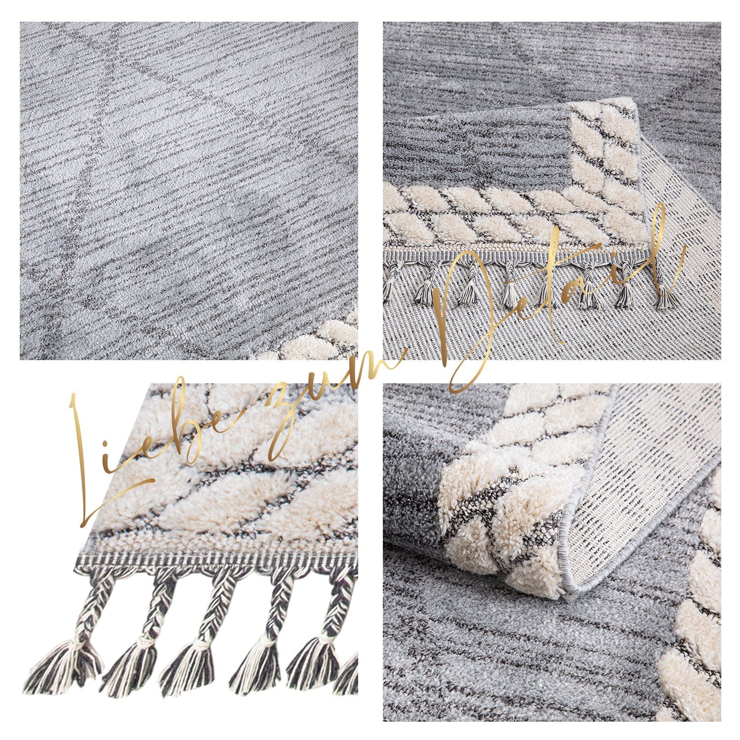 Teppich Boho Skandinavisch Style - Hochtief Effekt Cut-& Loop, payé, Rechteckig, Höhe: 20 mm, Ornament Muster - Hochtief Effekt