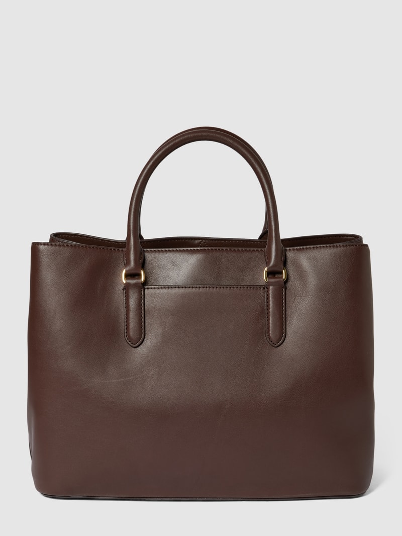 Satchel aus Leder mit Label-Applikation Modell 'MARCY' in dunkelbraun