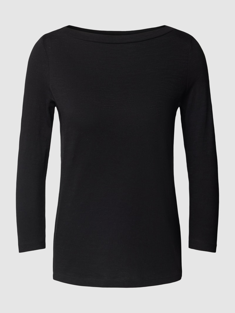Longsleeve mit U-Boot-Ausschnitt in schwarz