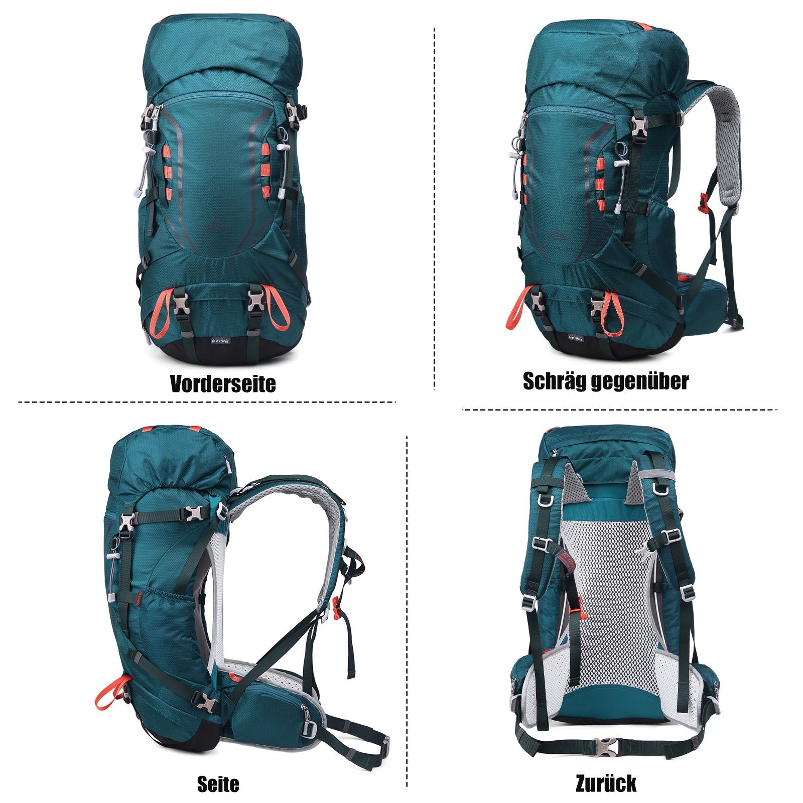TAN.TOMI Kletterrucksack 35L (30L+5L) Großer Wanderrucksack, Wasserdicht Multifunktionaler (Einschließlich Regenschutz), mit Regenschutz für Outdoor Reisen Camping Trekking