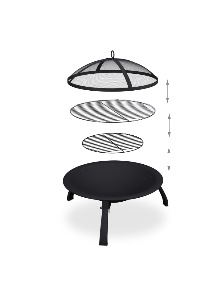 relaxdays Feuerschale in Schwarz - (H)37 x Ø 60 cm günstig kaufen onesize