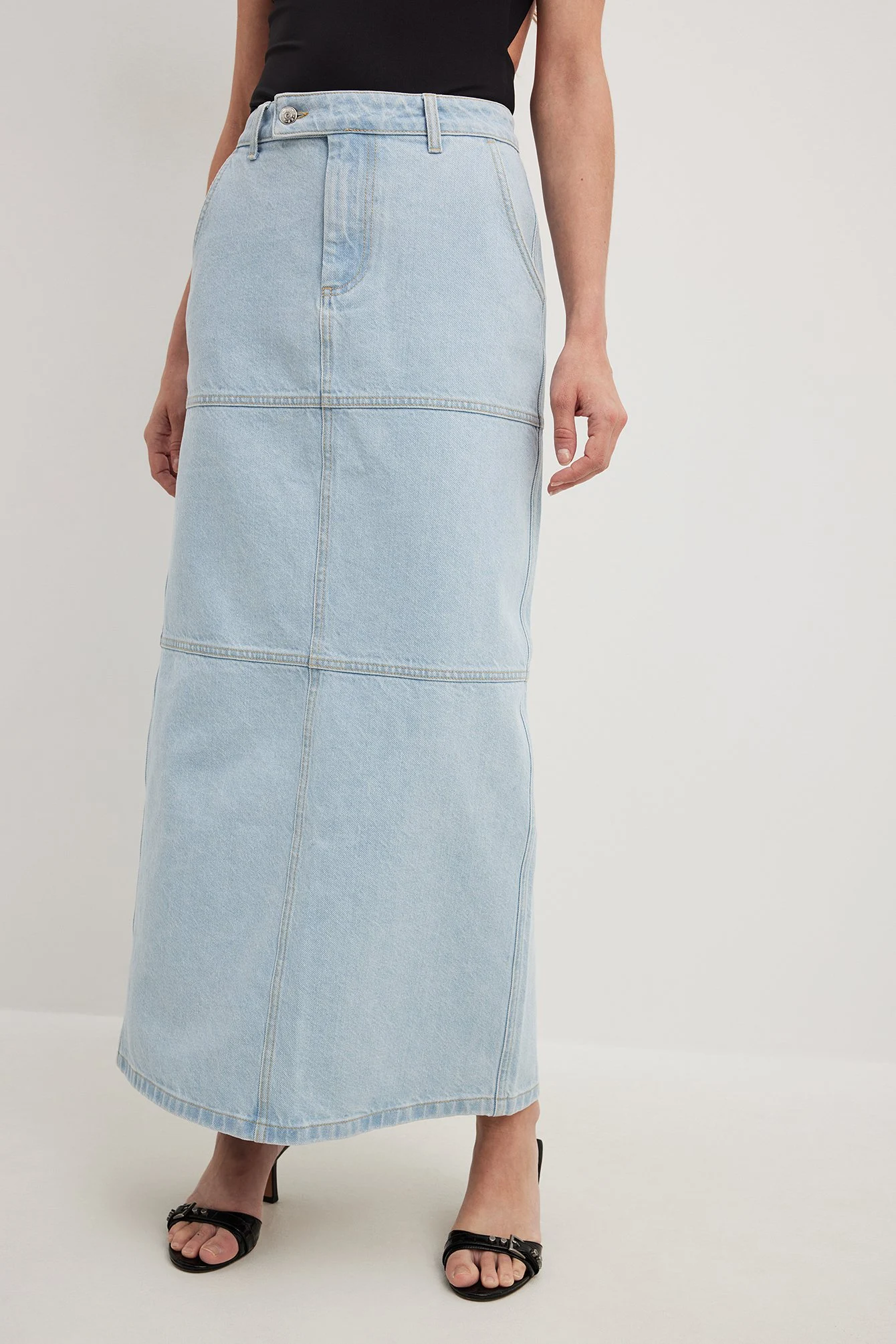 Maxirock aus Denim mit Schlitz