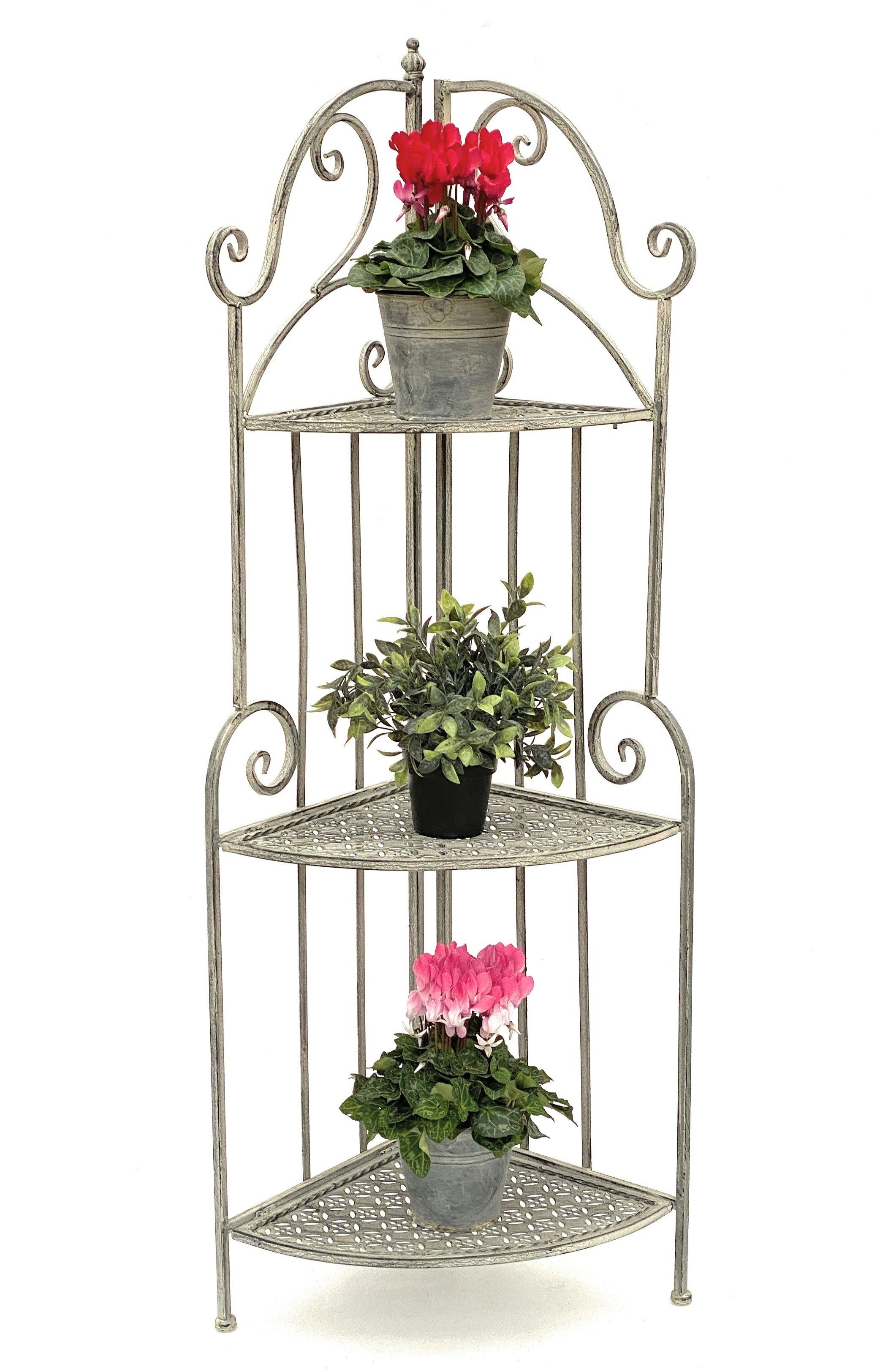 DanDiBo Eckregal DanDiBo Eckregal Weiß Grau Küche mit 3 Böden Metall Stehend 96124 Metallregal 125 cm Schmiedeeisen Regal Ecke Wand Eisen Standregal