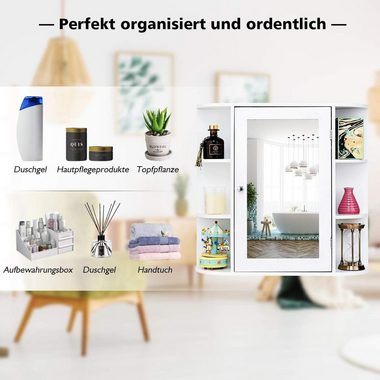KOMFOTTEU Spiegelschrank Badschrank Hängeschrank, 66 x 17 x 63 cm