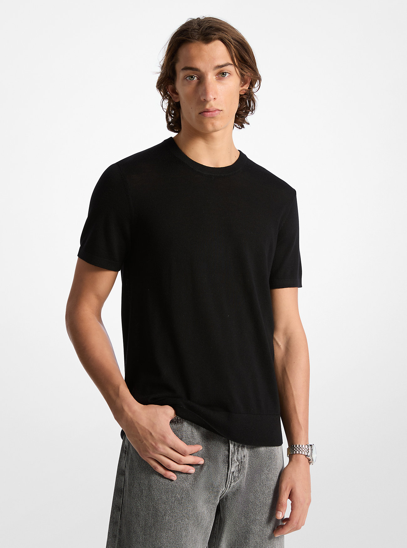 T-shirt di lana - NERA