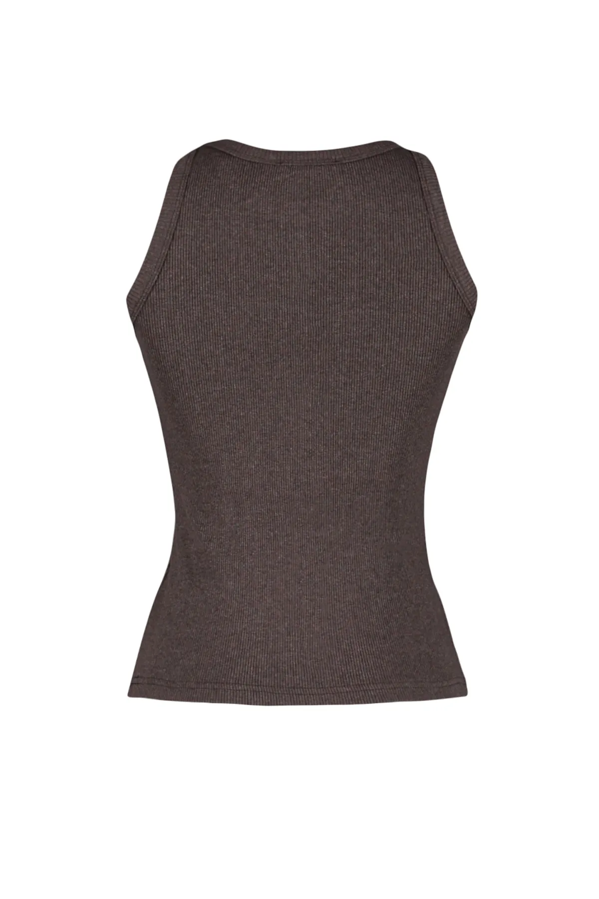 Trendyol Collection  Braun, tailliert/körperbetont, Rundhalsausschnitt, gerippt, flexibel, gestrickt, Athlete TWOSS23AL00034