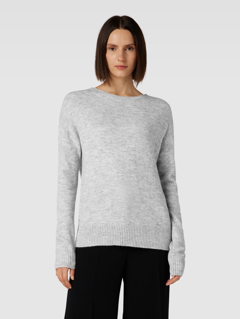 Strickpullover in melierter Optik in hellgrau meliert