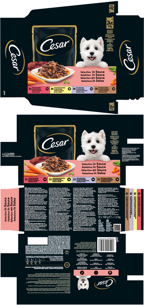 PEDIGREE CESAR Portionsbeutel Multipack Selektion in Sauce 4 Variationen 24 x 100g