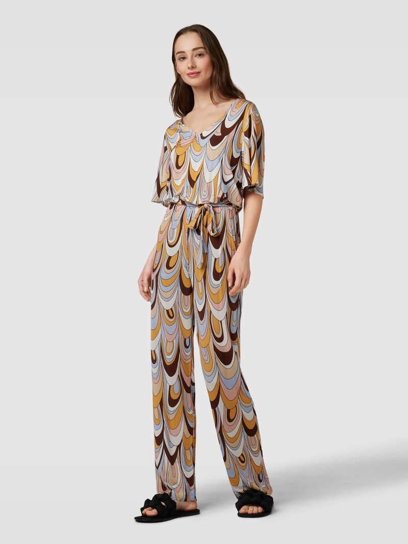 Jumpsuit mit Allover-Muster in hellbraun