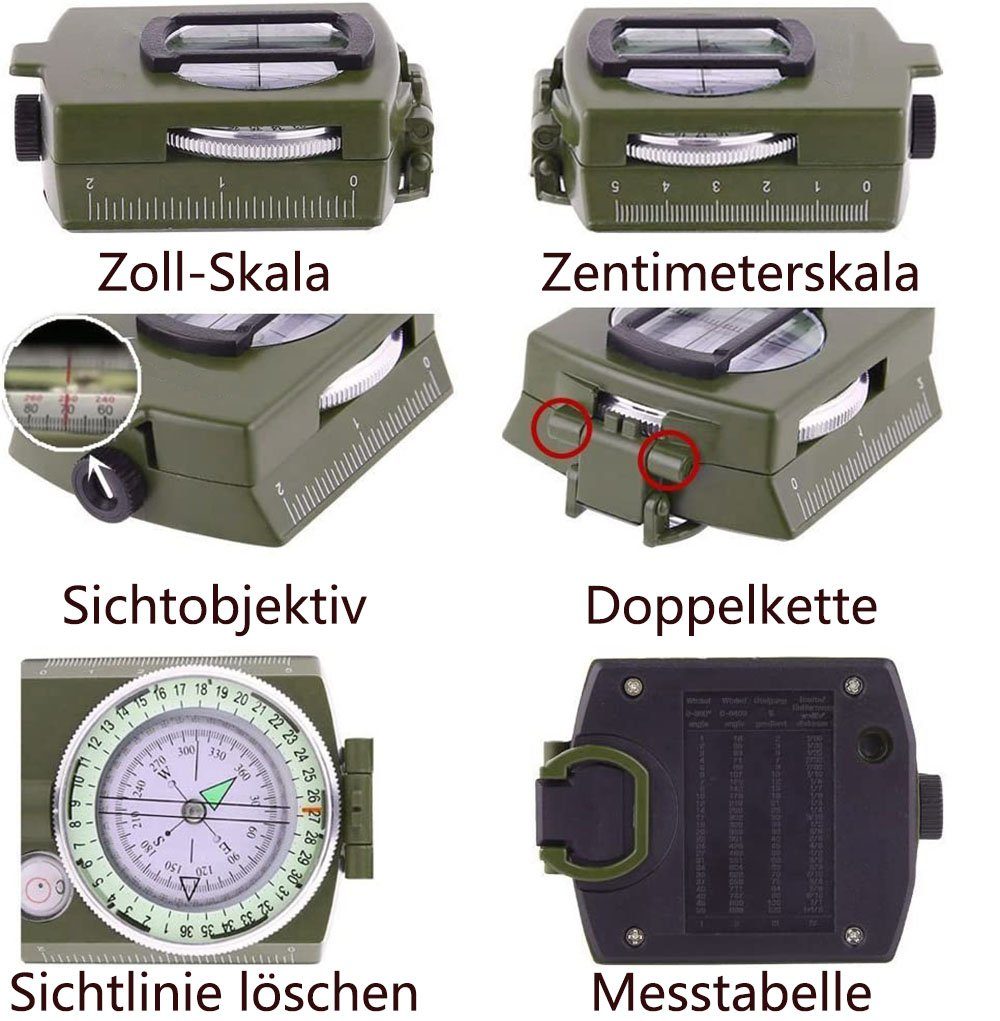 zggzerg Kartenkompass ZGGZERG Professioneller Militär Marschkompass