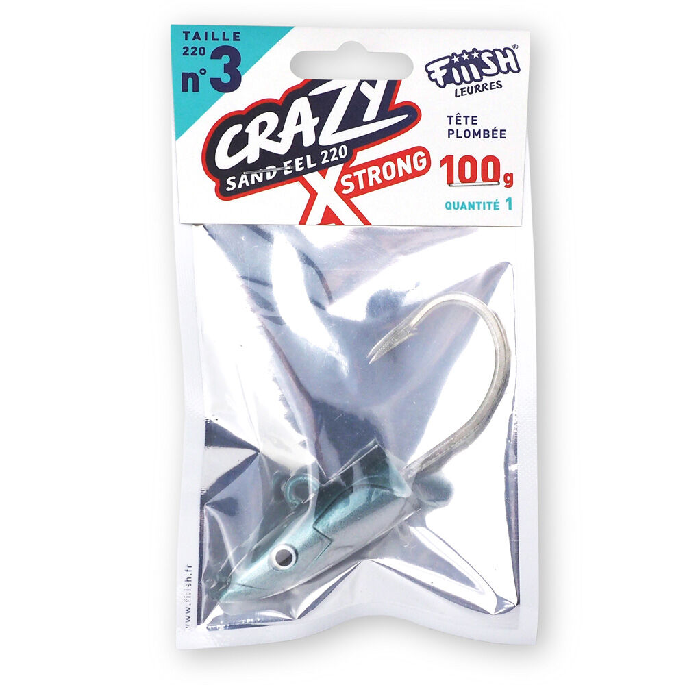 Tête plombée fiiish crazy sand eel 220 x-strong 100 g bleu nacré
