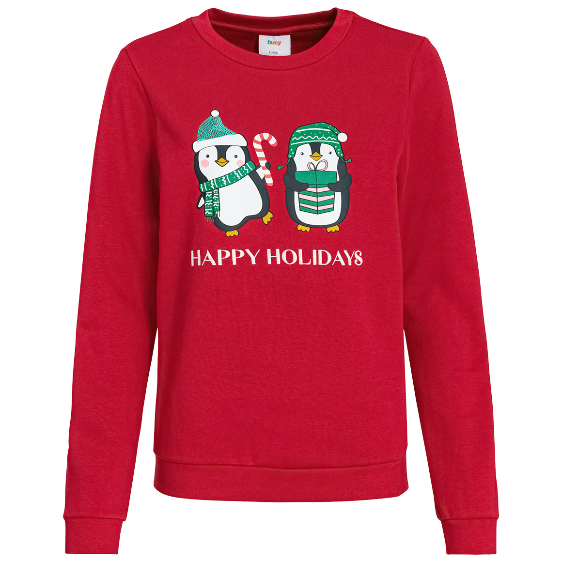 Damen Weihnachtssweatshirt mit Applikation rot