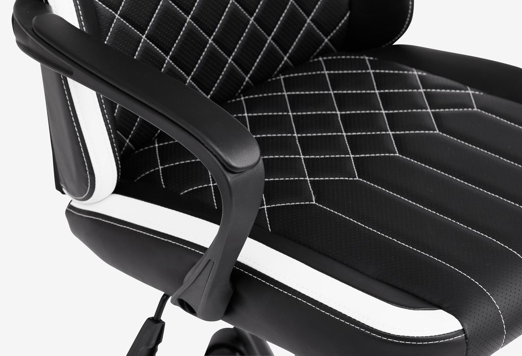 Cadeira gamer LERBJERG, couro sintético preto e branco.