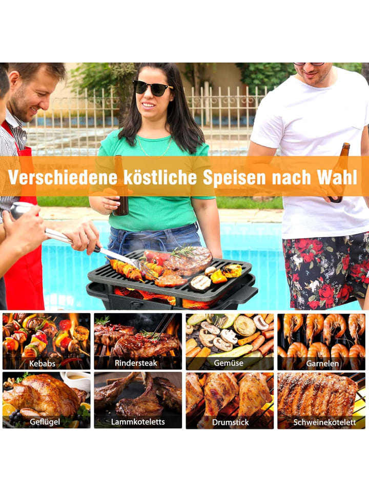 COSTWAY Campinggrill 2-stufig 40x27x18cm in Schwarz günstig kaufen onesize