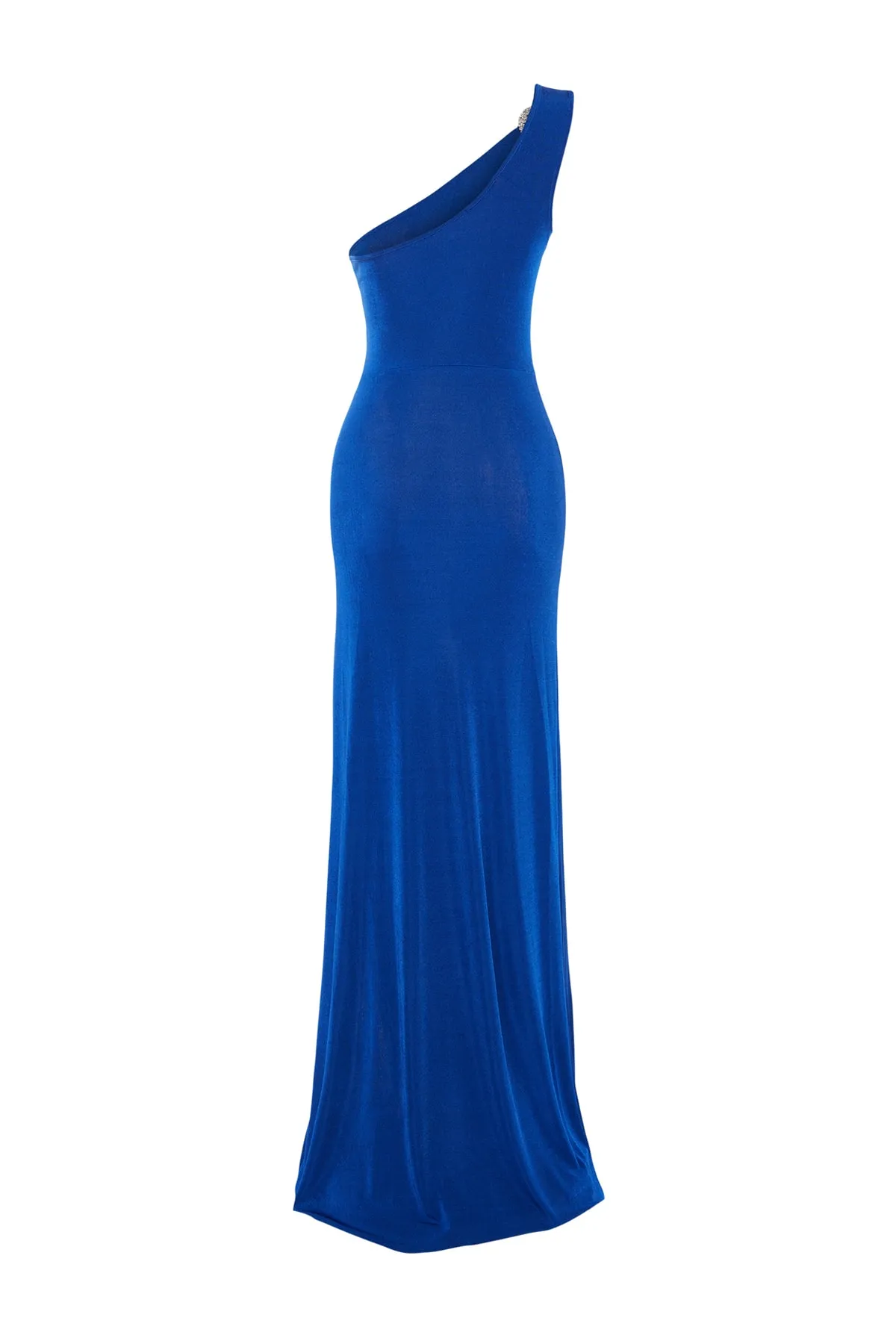 Trendyol Collection  Saks – Langes Abendkleid mit Glitzer-Strick und Accessoires TPRSS23AE00014