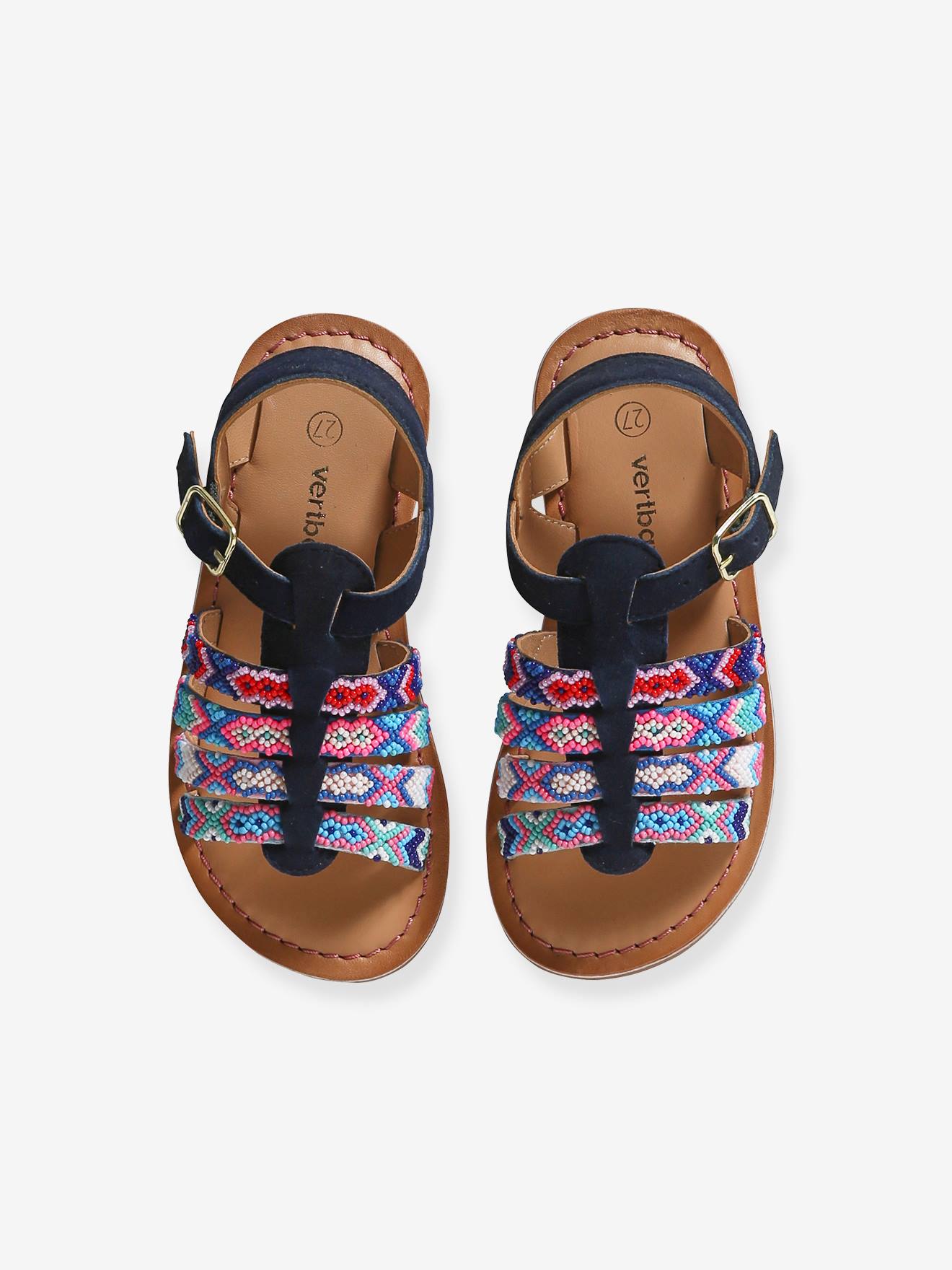 Vertbaudet Mädchen Sandalen mit Perlen - set blau