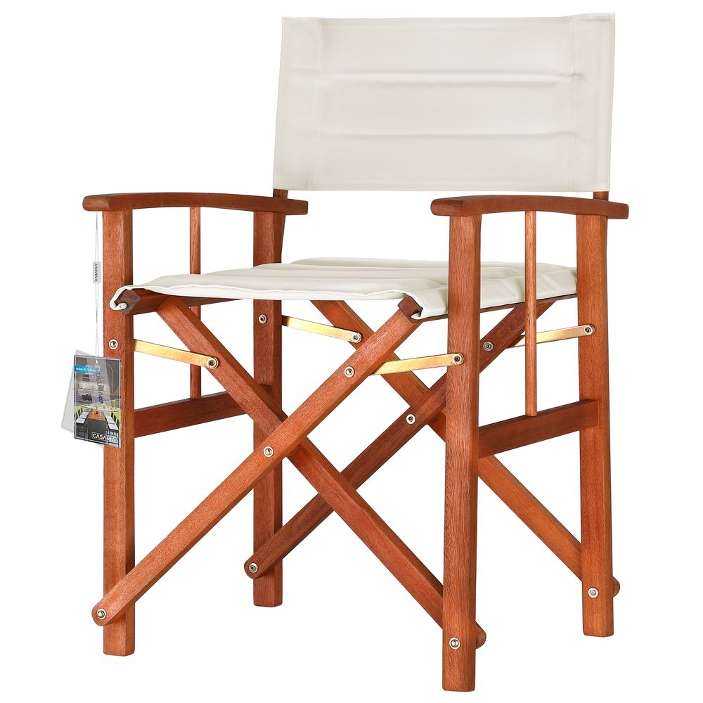 Casaria Regiestuhl Cannes Creme Eukalyptus FSC®-zertifiziert gepolstert