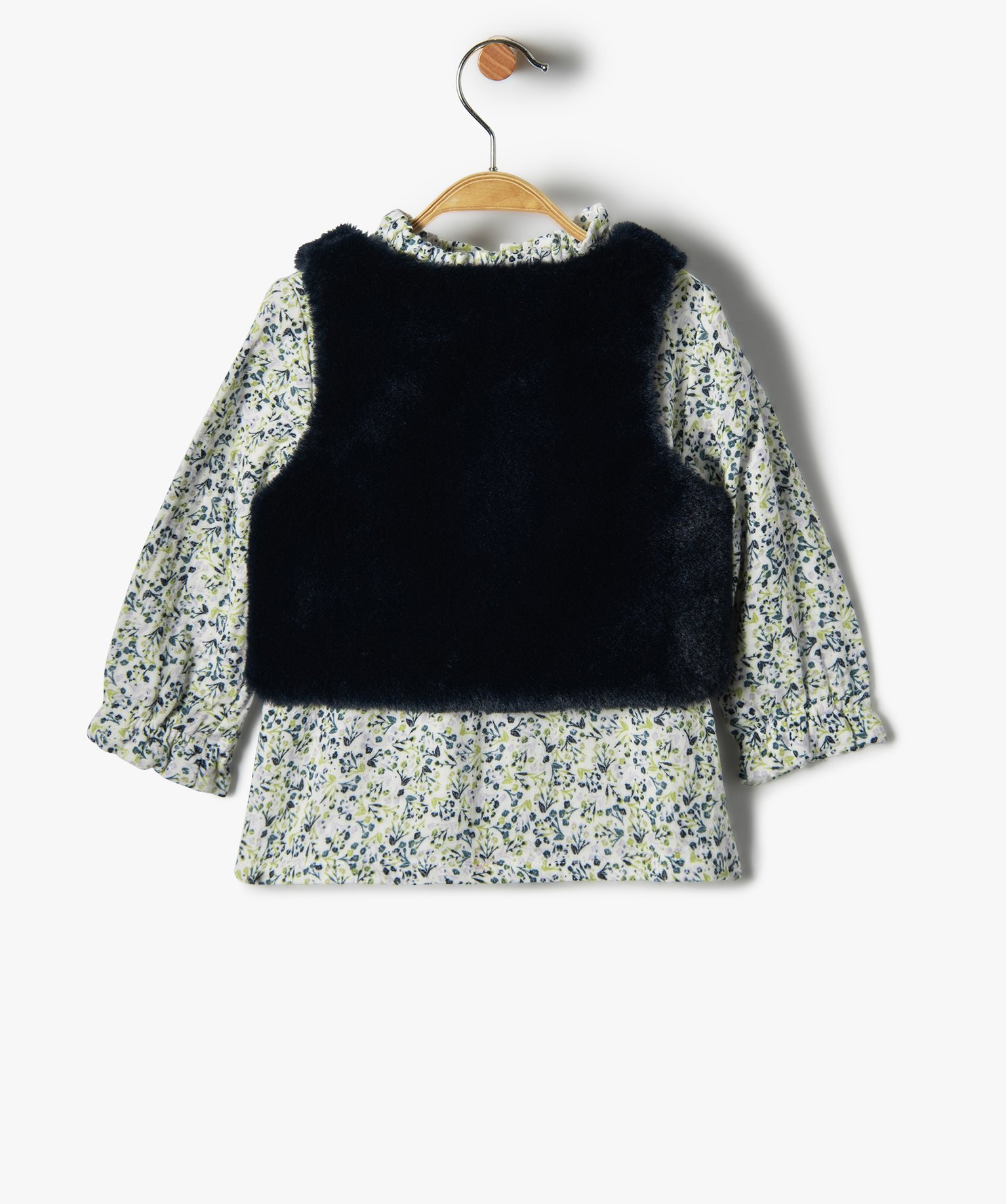 Ensemble bébé fille 2 pièces : blouse fleurie + gilet en ... multicolore | GEMO