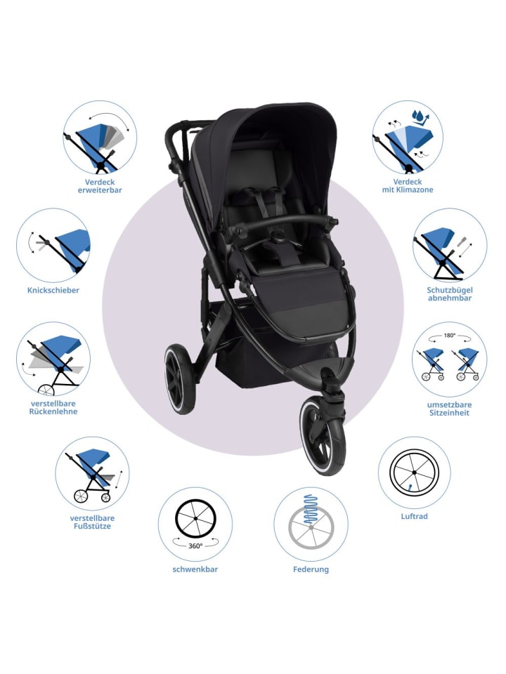 ABC-Design Kombi-Kinderwagen Salsa 5 Run - inkl. Babywanne, in schwarz günstig kaufen onesize