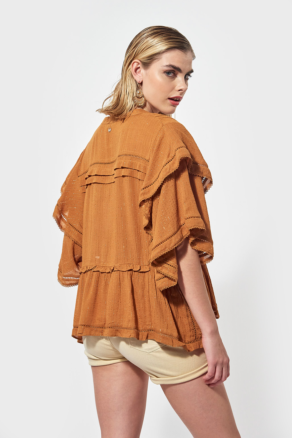 JAWAL  Blouse marron oversized Femme
