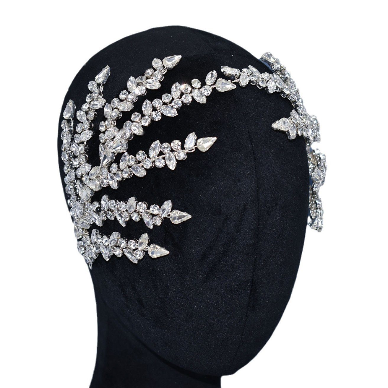 HOHEA H Haarband Haarschmuck aus Kristall-Haarranken, Blumen und Blättern, 1-tlg., Silberne Haaraccessoires sind elegante Haaraccessoires für Frauen, Kristall-Stirnband, Hochzeits-Haarschmuck, Braut-Haarschmuck