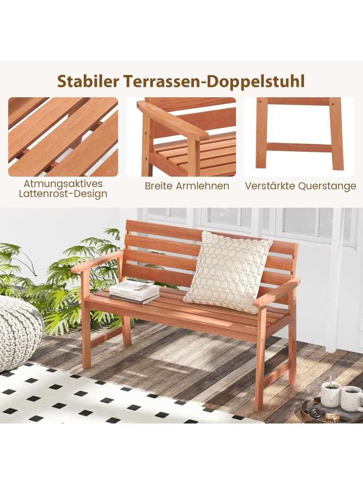 COSTWAY Gartenbank 2 Personen Hartholz in Braun günstig kaufen onesize
