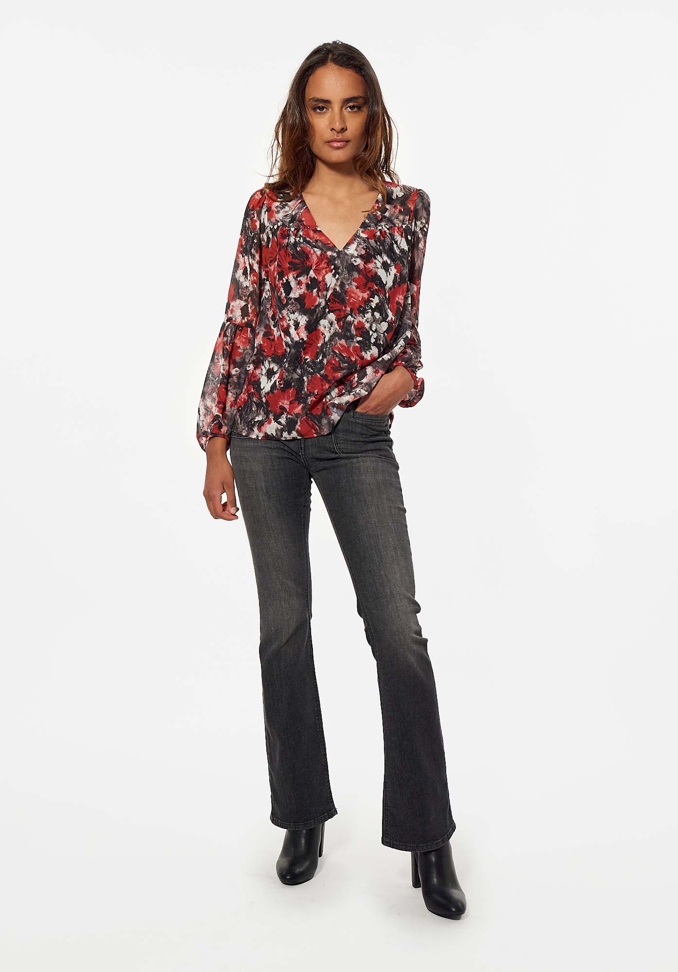LUCKY  Jean noir bootcut Femme