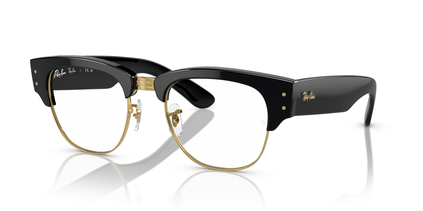 Ochelari de soare Mega Clubmaster - Negru lucios pe auriu