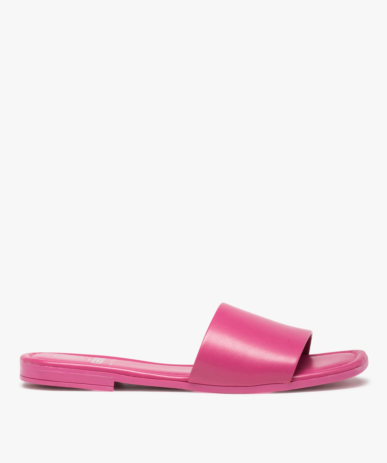 Mules femme unies à talon plat et bride droite rose | GEMO