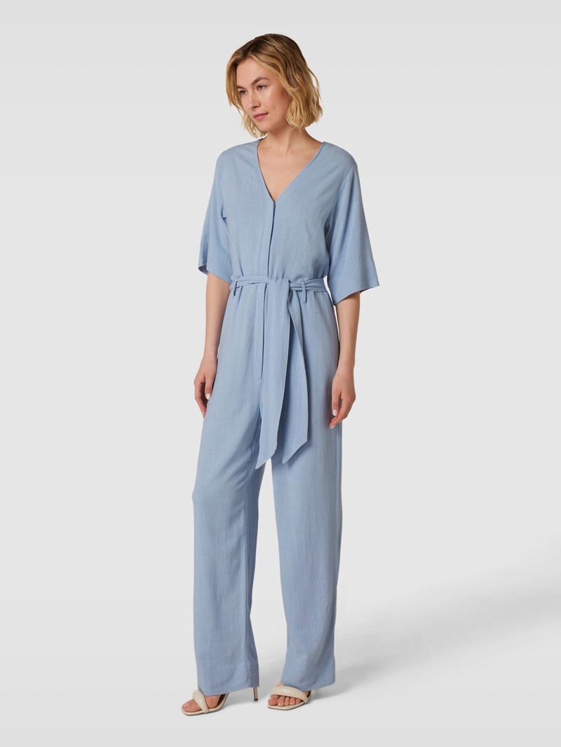 Jumpsuit mit V-Ausschnitt Modell 'VIVA' in bleu