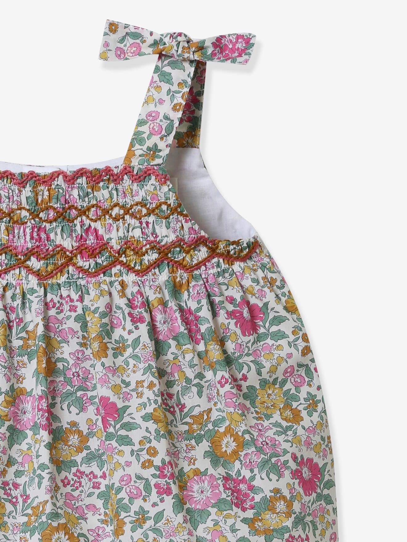Salopette bébé en tissu Liberty CYRILLUS écru