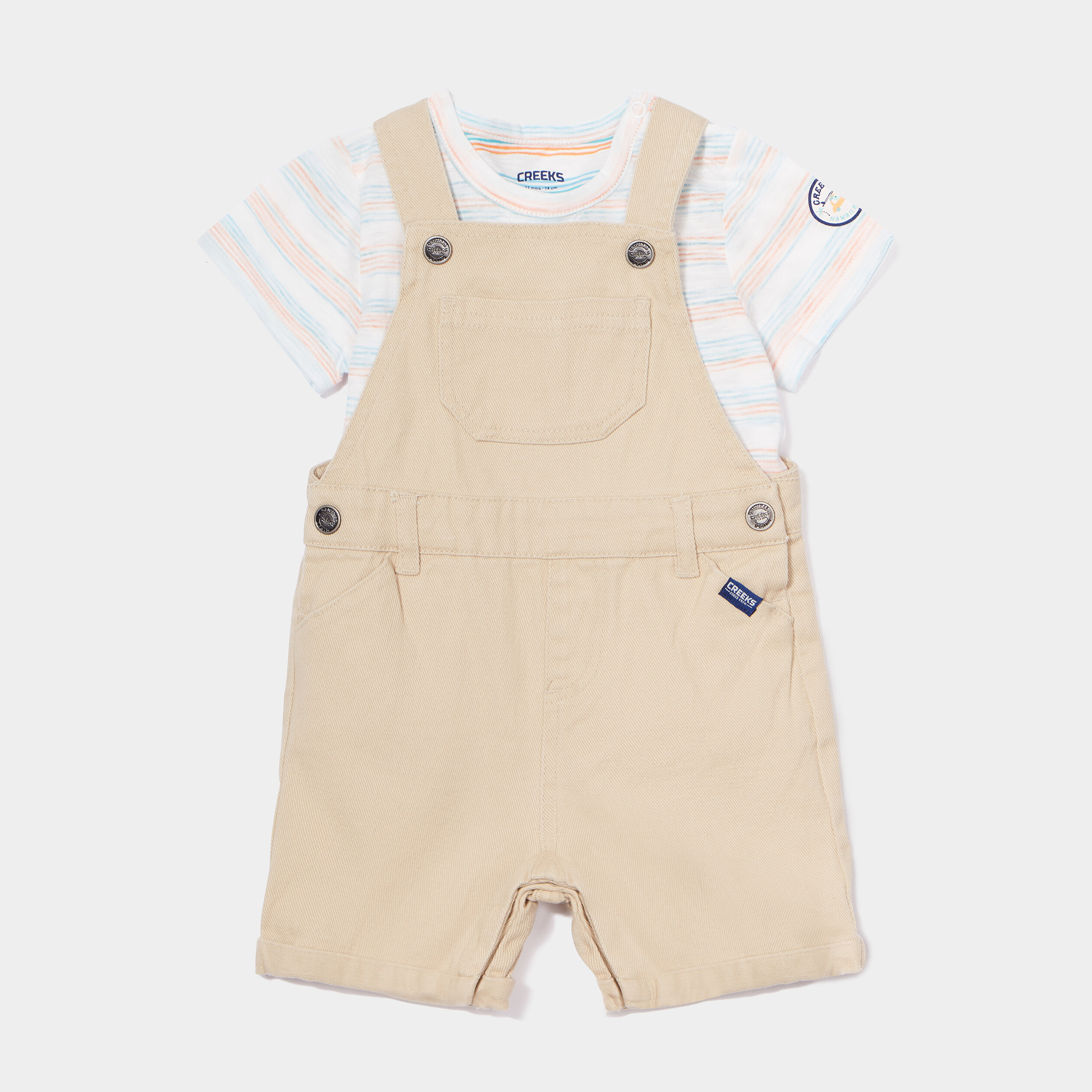 Ensemble salopette et t-shirt Creeks ecru bébé garçon | La Halle