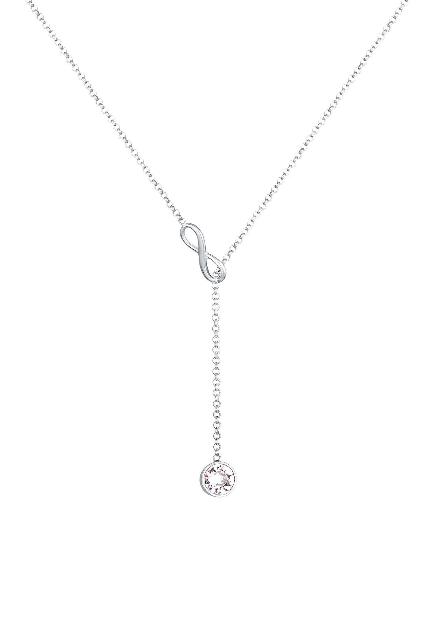 Elli Women's Y-Chain Solitaire Infinity Pendant with Crystal in 925 Sterling Silver