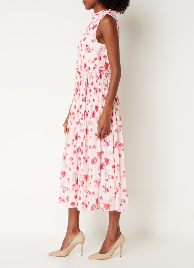 Vestido midi Tillie de Phase Eight con estampado floral y pliegues.