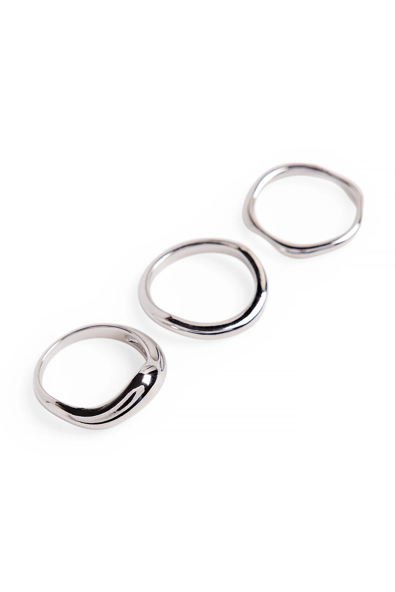 3er-Pack wellige Versilberte Ringe