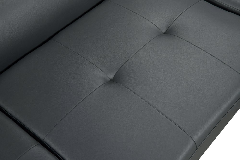 Happy Home Happy Home Ecksofa mit verstellbare Kopf- und Arm-Funktionen HSP108-DGR dunkelgrau Lederoptik