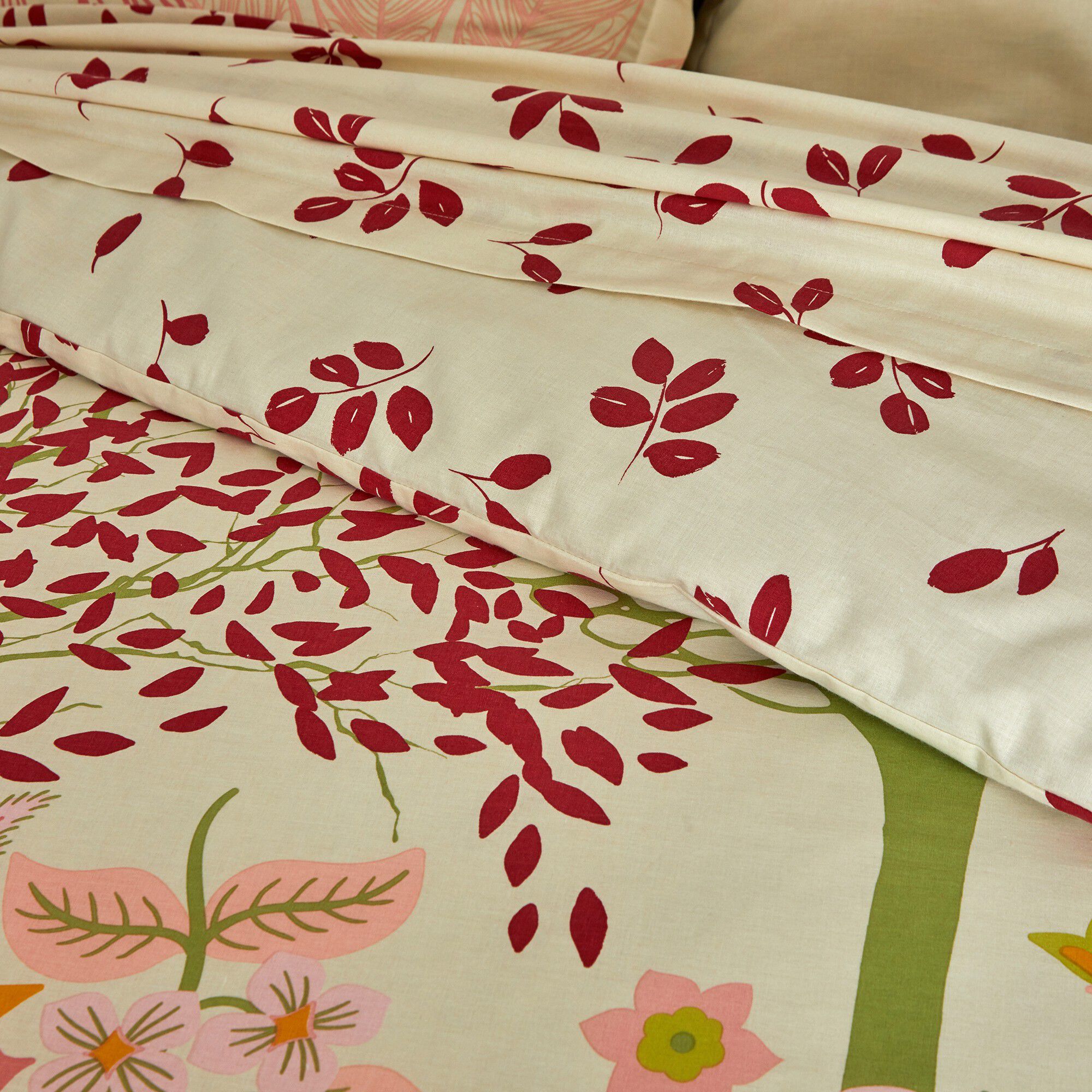 Linge de lit Eglantine en coton imprimé végétal