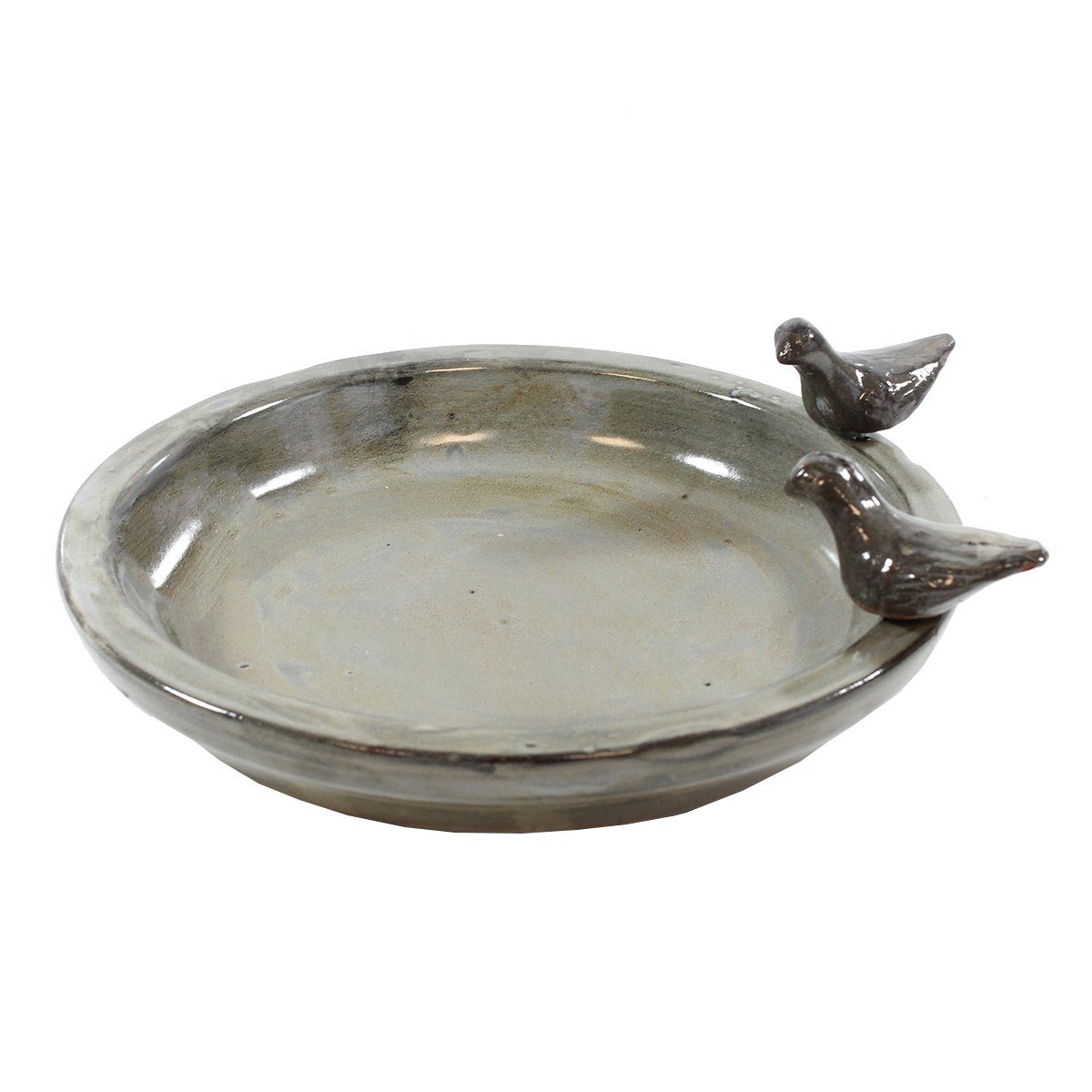 colourliving Vogeltränke Vogeltränke für den Garten 30cm grau Keramik Vogeltränke rund Vogelbad, handbemalt, glasiert, leicht zu Reinigen