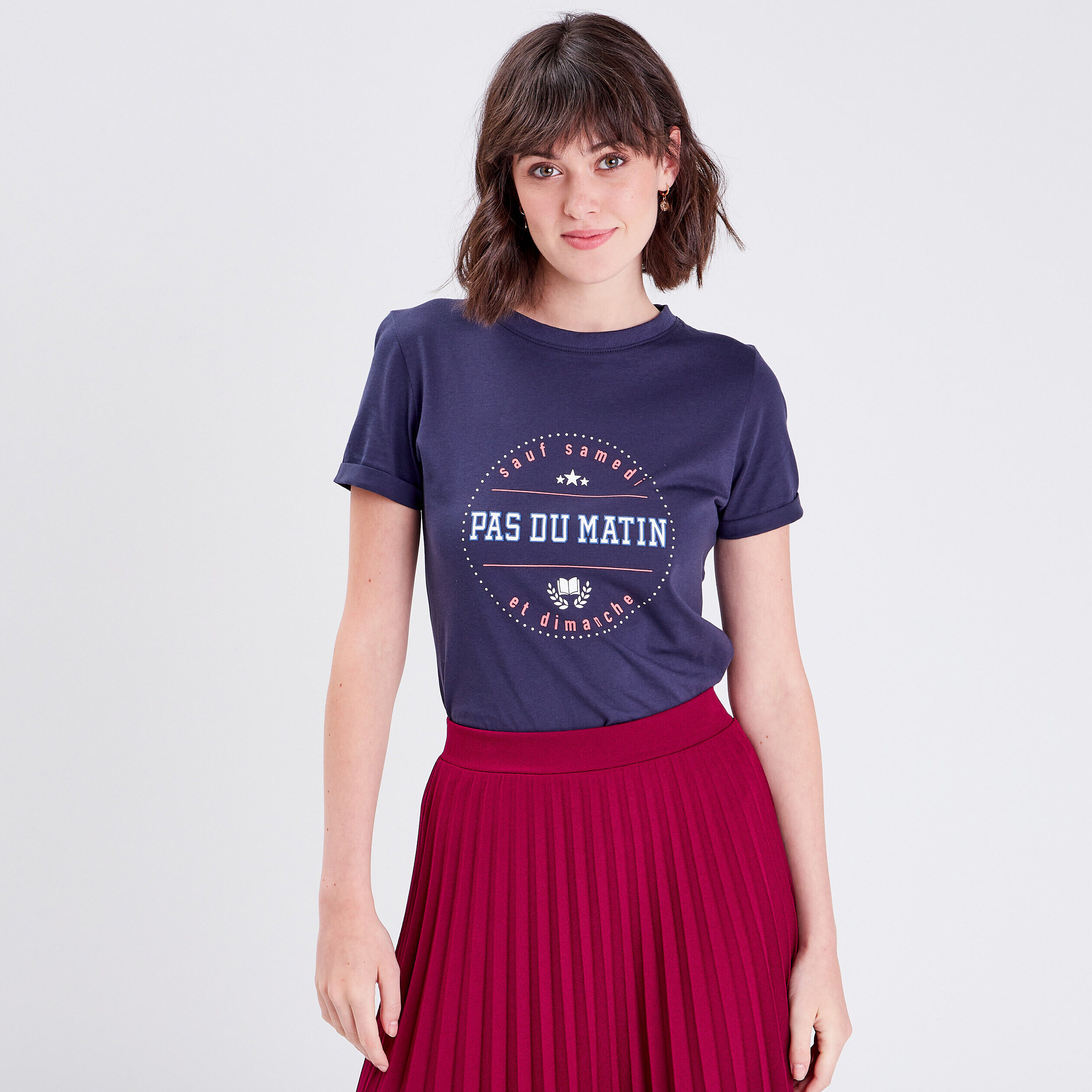 T-shirt manches courtes bleu marine femme | Cache Cache