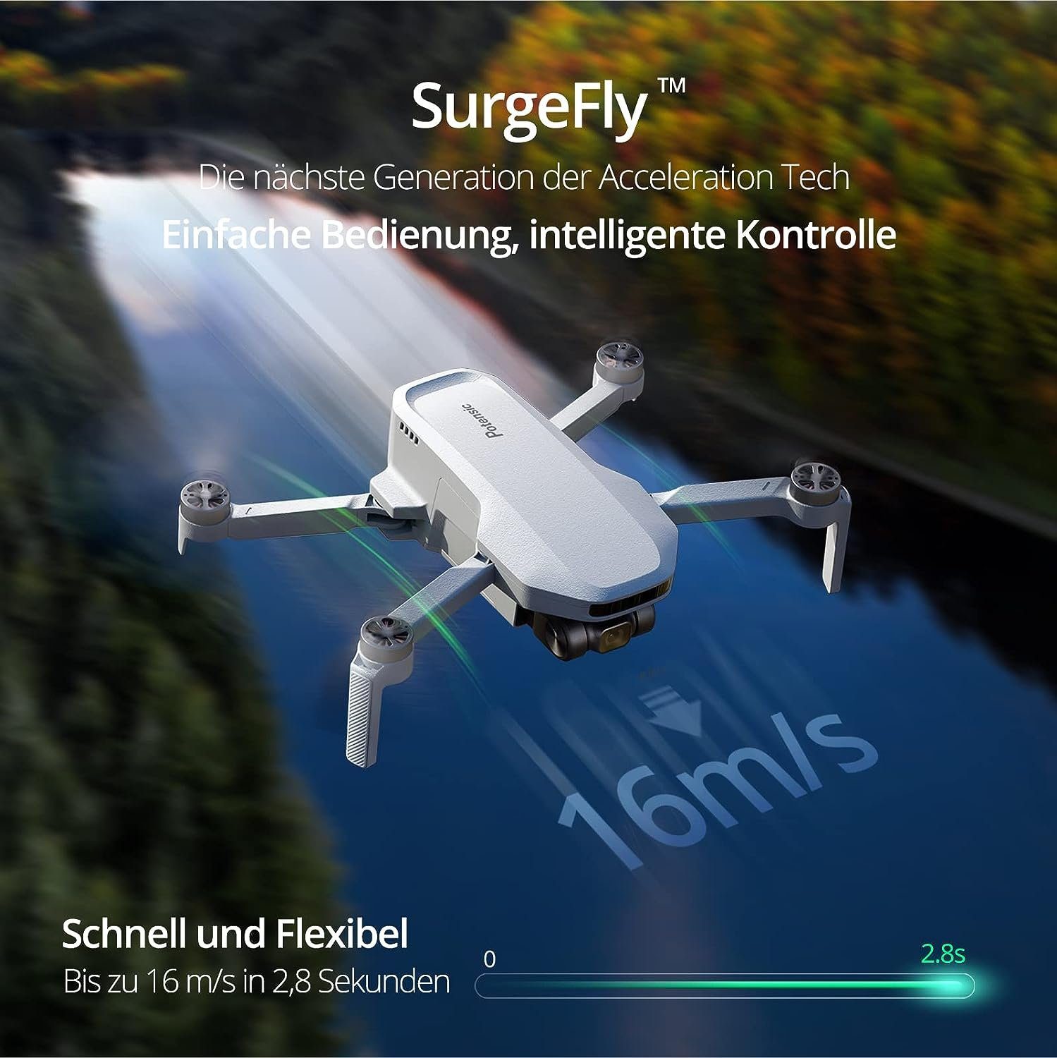 Potensic Drohne (4K@30fps; 2.7K@30fps; 1080P@60/30fps, mit 4K EIS Kamera, Bürstenloser Motor, Max.16m/s, Follow-Me/Rückkehr)