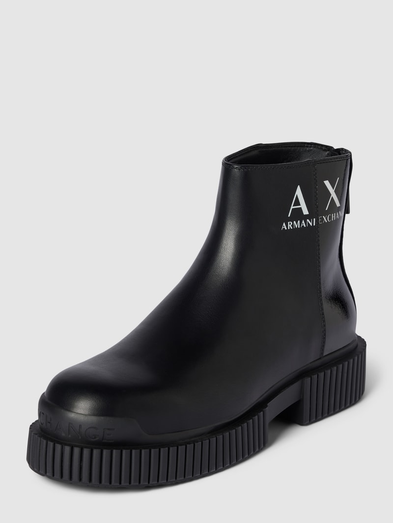 Stiefel mit Label-Print Modell 'EDDIE' in schwarz