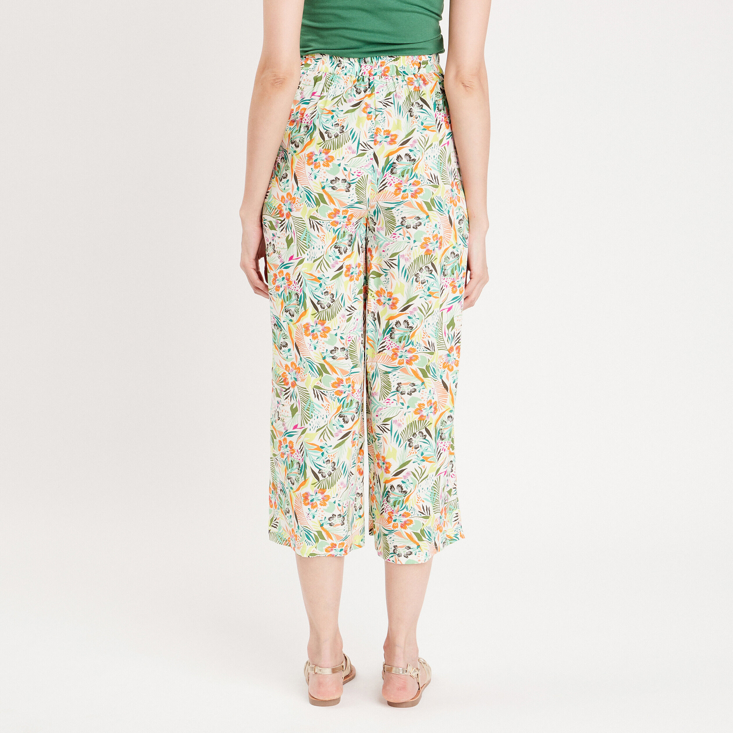 Pantalon large fluide 7/8ème blanc femme | Cache Cache