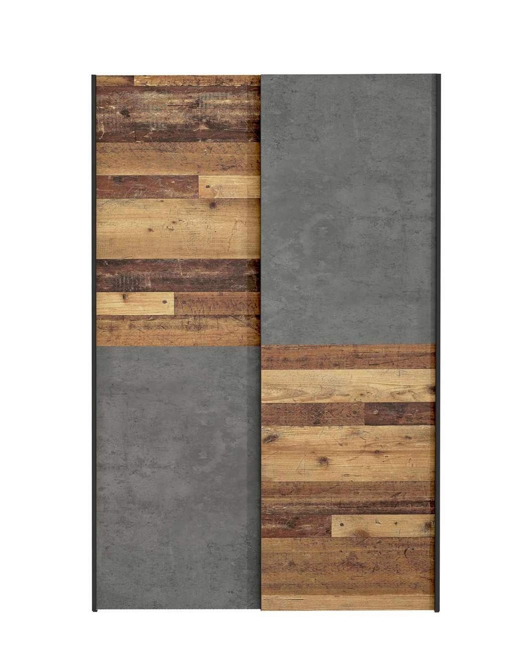 Forte Möbel Mehrzweckschrank Schwebetürenschrank Mehrzweckschrank OZZULA Old Wood Vintage und Beton