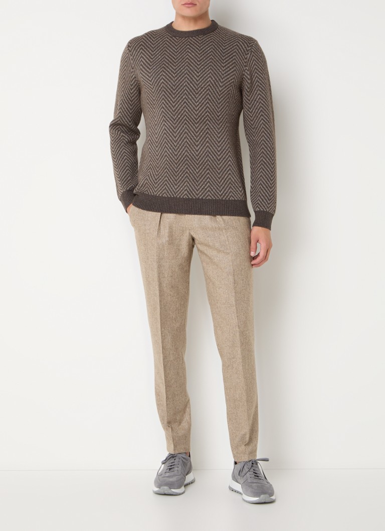 Pantaloni Profuomo slim fit din amestec de lână, cu buzunare laterale.